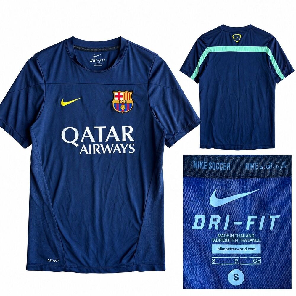 Nike Dri Fit Shirt Men’s S Barcelona FC Flash Training Soccer Short Sleeve Blue